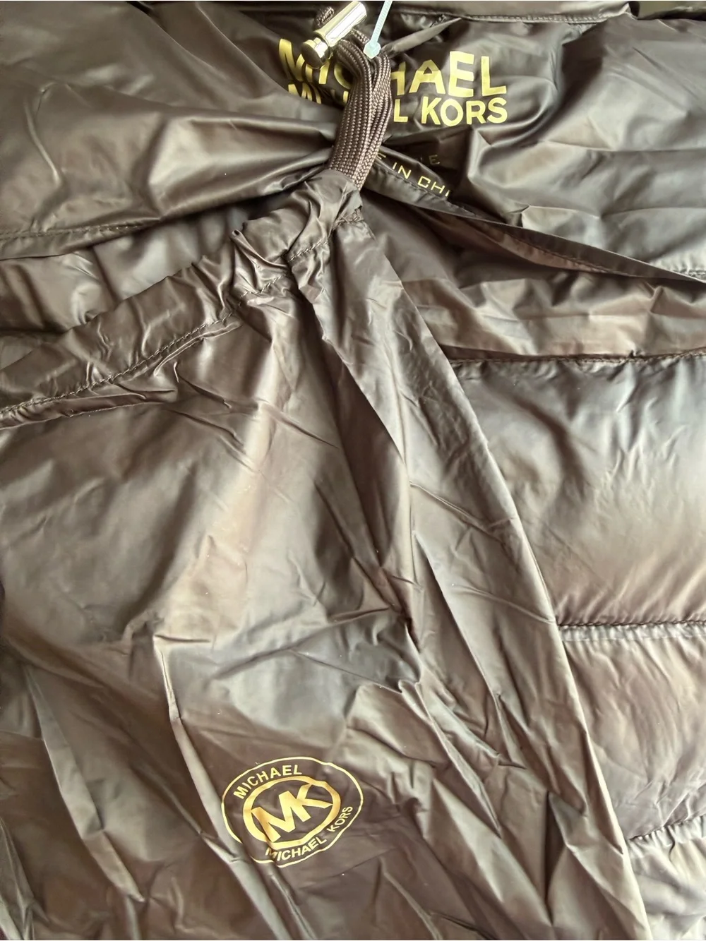 Michael Kors Chocolate Brown Quilted Puffer Vest with Gold Buttons